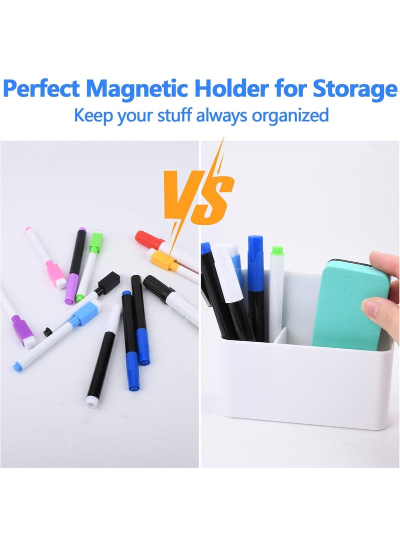 PTTIMFFM 4 Pack Magnetic Pen & Marker Organizer, White Magnetic Holder for Fridge and Whiteboards - Image 5